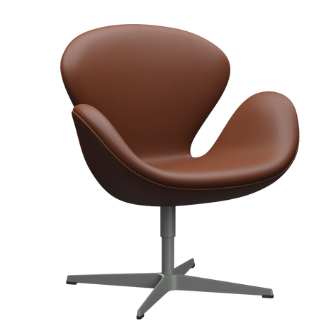 3320 Svanen Loungefåtölj, stativ i silvergrå av Arne Jacobsen - Aura læder - Black Brown - Jacobsen Plus