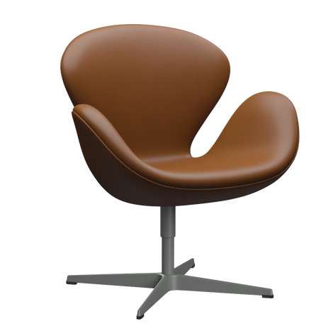 3320 Svanen Loungefåtölj, stativ i silvergrå av Arne Jacobsen - Aura læder - Black Brown - Jacobsen Plus