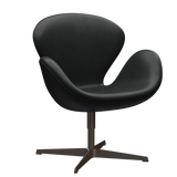 3320 Svanen Loungefåtölj, stomme i brun brons av Arne Jacobsen - Grace læder - Black - Jacobsen Plus
