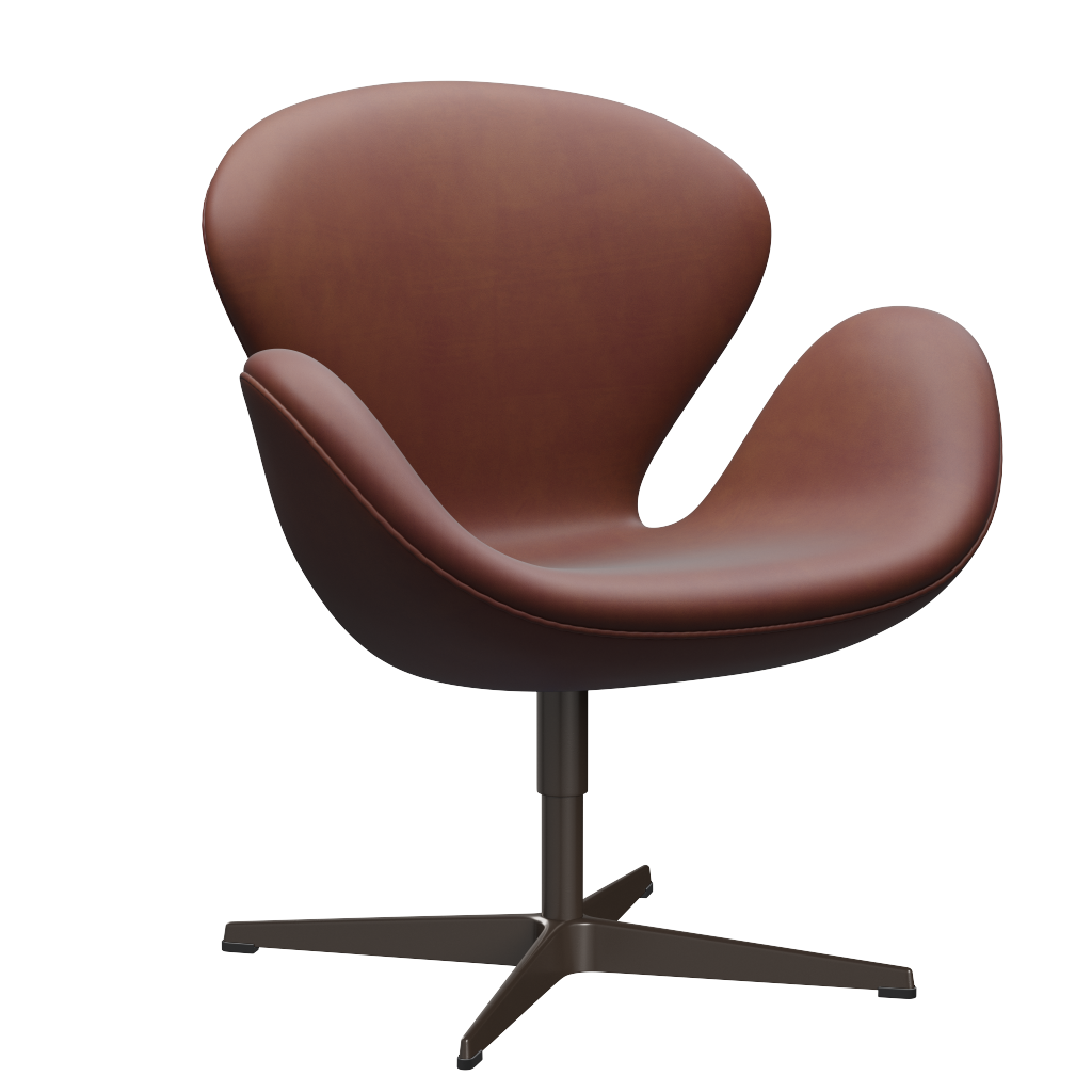 3320 Svanen Loungefåtölj, stomme i brun brons av Arne Jacobsen - Grace læder - Chestnut - Jacobsen Plus