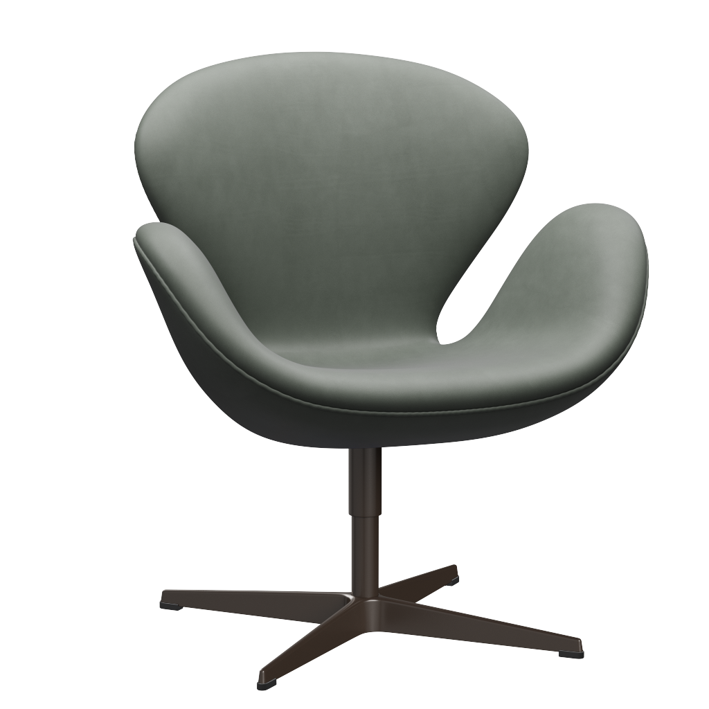 3320 Svanen Loungefåtölj, stomme i brun brons av Arne Jacobsen - Grace læder - Concrete Grey - Jacobsen Plus