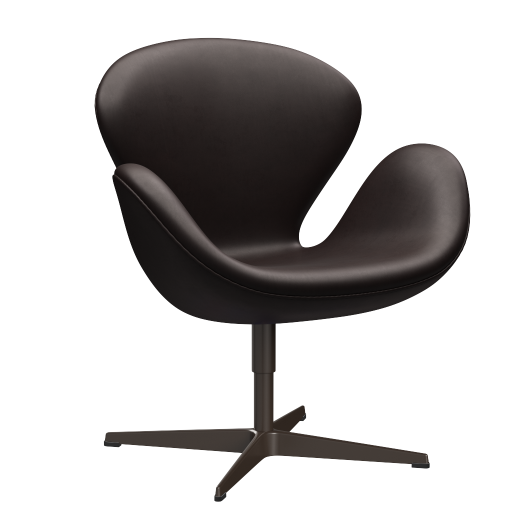 3320 Svanen Loungefåtölj, stomme i brun brons av Arne Jacobsen - Grace læder - Dark Brown - Jacobsen Plus