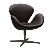 3320 Svanen Loungefåtölj, stomme i brun brons av Arne Jacobsen - Grace læder - Dark Brown - Jacobsen Plus