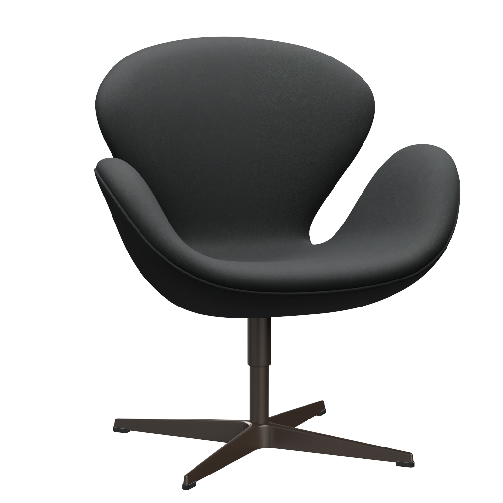3320 Svanen Loungefåtölj, stomme i brun brons av Arne Jacobsen - Haze læder - Anthracite - Jacobsen Plus
