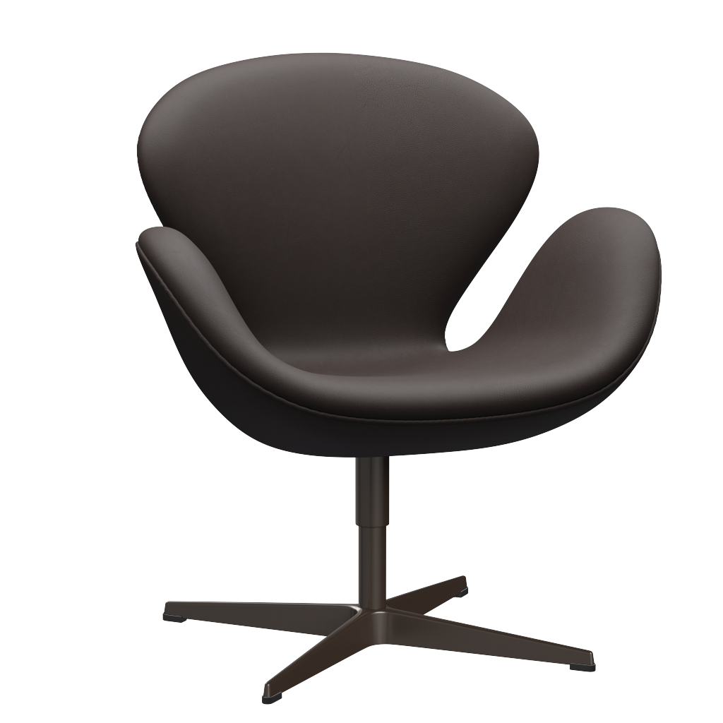 3320 Svanen Loungefåtölj, stomme i brun brons av Arne Jacobsen - Haze læder - Dark Brown - Jacobsen Plus
