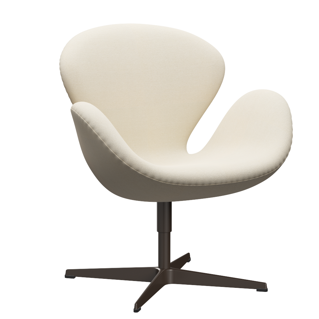 3320 Svanen Loungefåtölj, stomme i brun brons av Arne Jacobsen - Hallingdal - 100 Off White - Jacobsen Plus