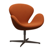 3320 Svanen Loungefåtölj, stomme i brun brons av Arne Jacobsen - Hallingdal - 526 Red/Curry - Jacobsen Plus