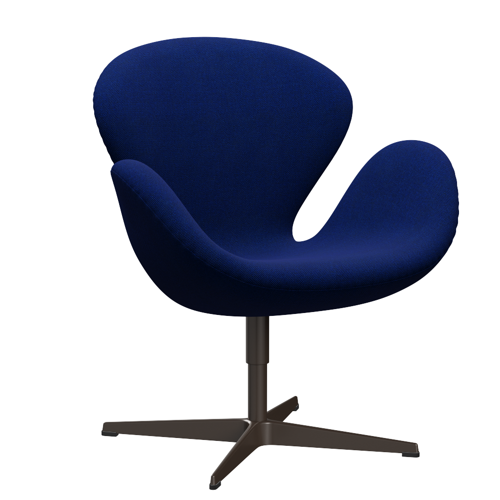 3320 Svanen Loungefåtölj, stomme i brun brons av Arne Jacobsen - Hallingdal - 754 Sea Blue - Jacobsen Plus