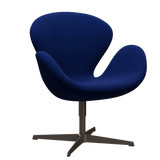 3320 Svanen Loungefåtölj, stomme i brun brons av Arne Jacobsen - Hallingdal - 754 Sea Blue - Jacobsen Plus