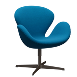 3320 Svanen Loungefåtölj, stomme i brun brons av Arne Jacobsen - Hallingdal - 850 Turqoise - Jacobsen Plus