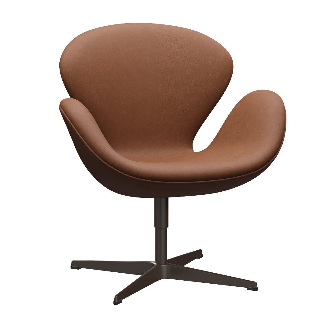3320 Svanen Loungefåtölj, stomme i brun brons av Arne Jacobsen - Haze læder - Walnut - Jacobsen Plus