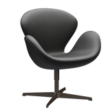 3320 Svanen Loungefåtölj, stomme i brun brons av Arne Jacobsen - Essential læder - Black - Jacobsen Plus