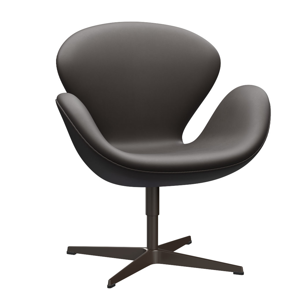 3320 Svanen Loungefåtölj, stomme i brun brons av Arne Jacobsen - Essential læder - Dark Brown - Jacobsen Plus