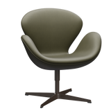 3320 Svanen Loungefåtölj, stomme i brun brons av Arne Jacobsen - Essential læder - Moss Green - Jacobsen Plus