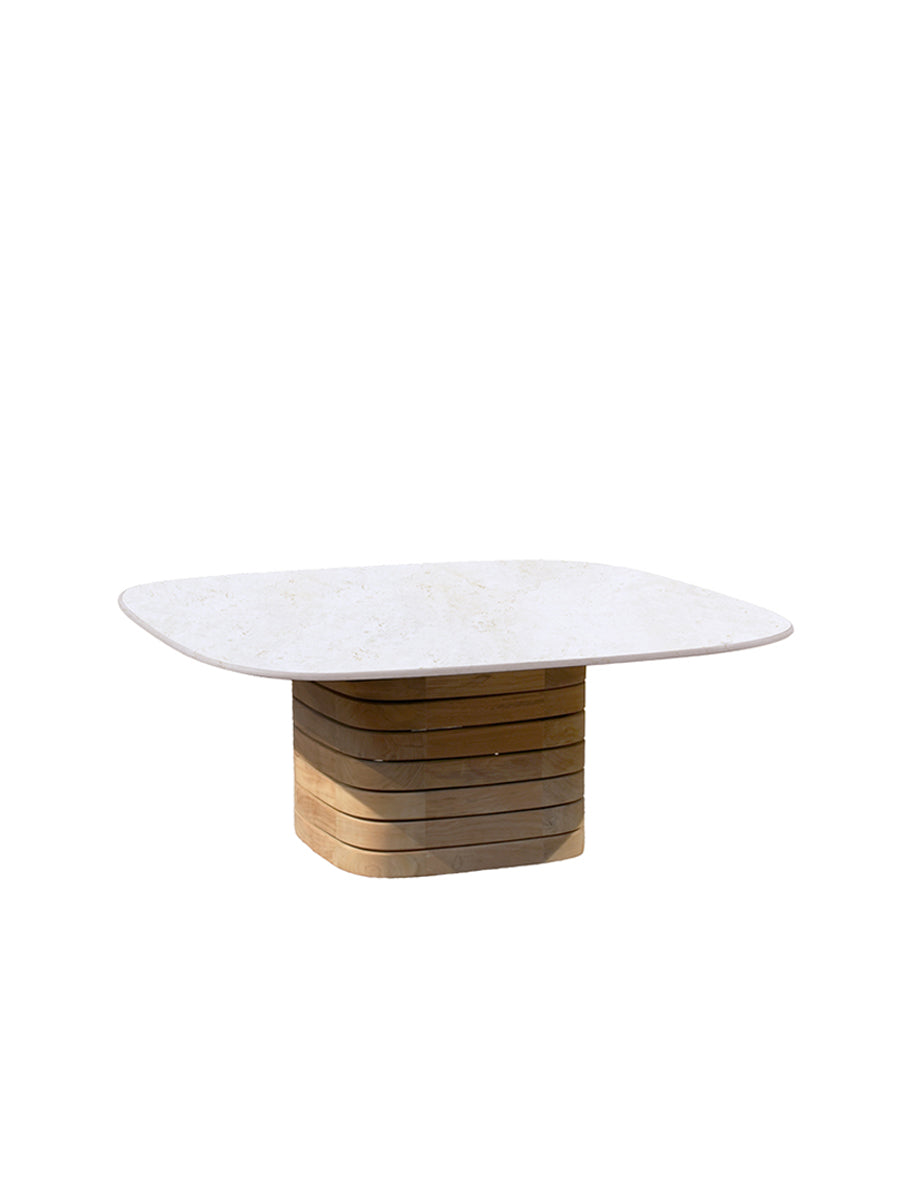 Mellow utomhussoffbord, kvadratiskt, litet från Cane-line - Travertine look - Jacobsen Plus