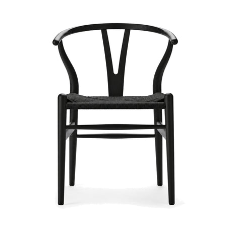 Y-stol CH24 Svartmålad bok, glans 20 med svart flätning av Hans J. Wegner - 1 - Jacobsen Plus