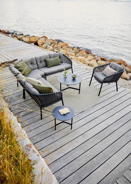 Ocean 2-sits Soffa, höger modul, Soft Rope från Cane-line - Dark grey / Ingen dyna - Jacobsen Plus