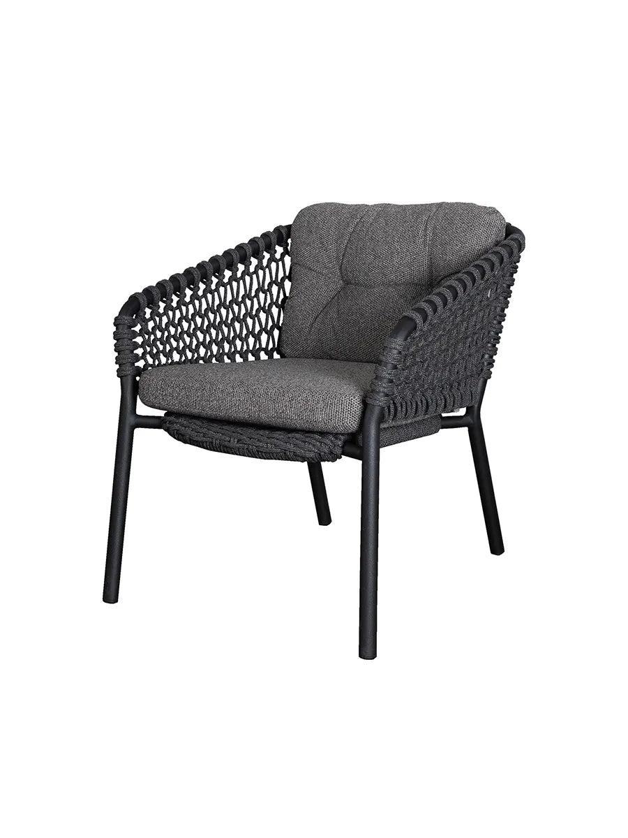 Ocean Loungestol, Soft Rope från Cane-line - Dark grey / Dark grey, Cane-line Wove - Jacobsen Plus