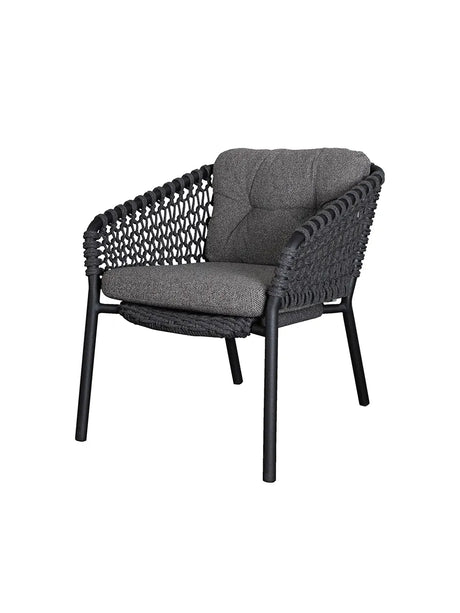 Ocean Loungestol, Soft Rope från Cane-line - Dark grey / Ingen dyna - Jacobsen Plus