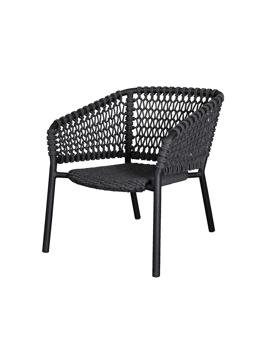 Ocean Loungestol, Soft Rope från Cane-line - Dark grey / Ingen dyna - Jacobsen Plus