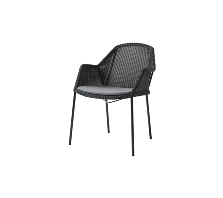 Breeze stol, stapelbar inkl. dyna från Cane-line - Black / Grey - Cane-line Natté - Jacobsen Plus
