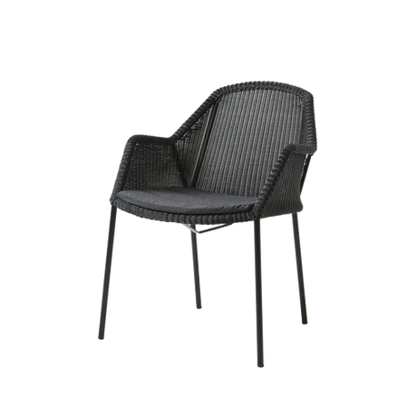 Breeze stol, stapelbar inkl. dyna från Cane-line - Black / Grey - Cane-line Natté - Jacobsen Plus