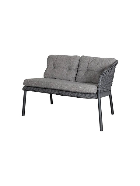 Ocean 2-sits Soffa, vänster modul, Soft Rope från Cane-line - Dark grey / Ingen dyna - Jacobsen Plus
