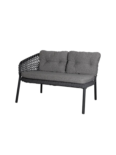 Ocean 2-sits Soffa, höger modul, Soft Rope från Cane-line - Dark grey / Ingen dyna - Jacobsen Plus