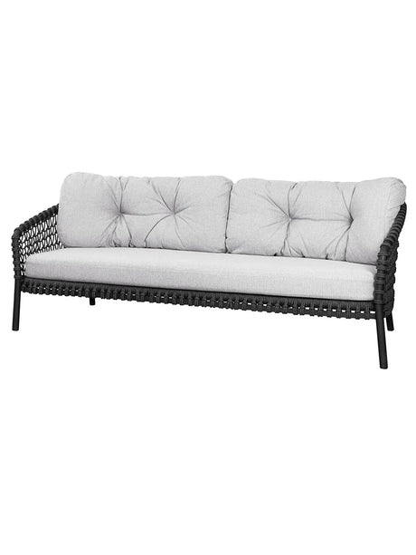 Ocean large 3-sits. Soffa, soft rope från Cane-line - Grey - Cane-line AirTouch w/QuickDry & Airflow - Jacobsen Plus