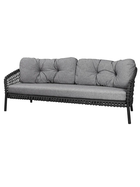Ocean large 3-sits. Soffa, soft rope från Cane-line - Grey - Cane-line AirTouch w/QuickDry & Airflow - Jacobsen Plus