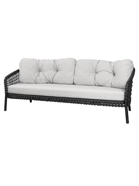 Ocean large 3-sits. Soffa, soft rope från Cane-line - Grey - Cane-line AirTouch w/QuickDry & Airflow - Jacobsen Plus