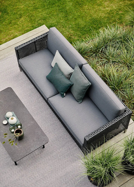 Connect 3 personers Soffa, svart/antracit från Cane-line - Grey, Cane-line Natté - Jacobsen Plus