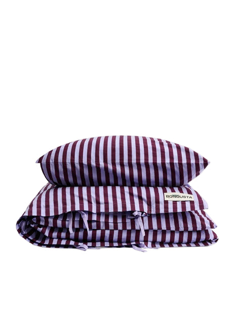 Bongusta - Percale-sängkläder, 140x200/60x63 cm, vinröd & lavendelblå - Jacobsen Plus