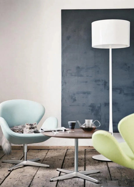 Piet Hein A222 Soffbord, Ø75 cm från Fritz Hansen - Vit laminat m. alukant - Jacobsen Plus