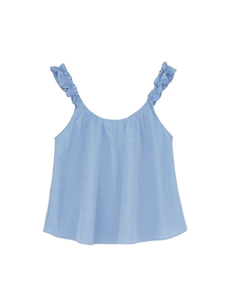 Frill Topp, check mix blå från Aiayu - M - Jacobsen Plus