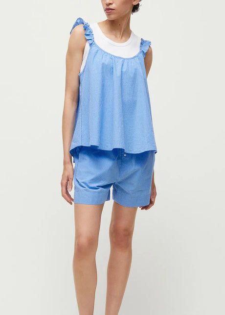 Frill Topp, check mix blå från Aiayu - M - Jacobsen Plus
