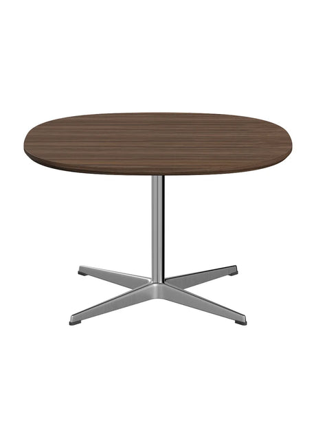Piet Hein A202 Soffbord, 75 x 75 cm från Fritz Hansen - Vit laminat m. alukant - Krom stel - Jacobsen Plus