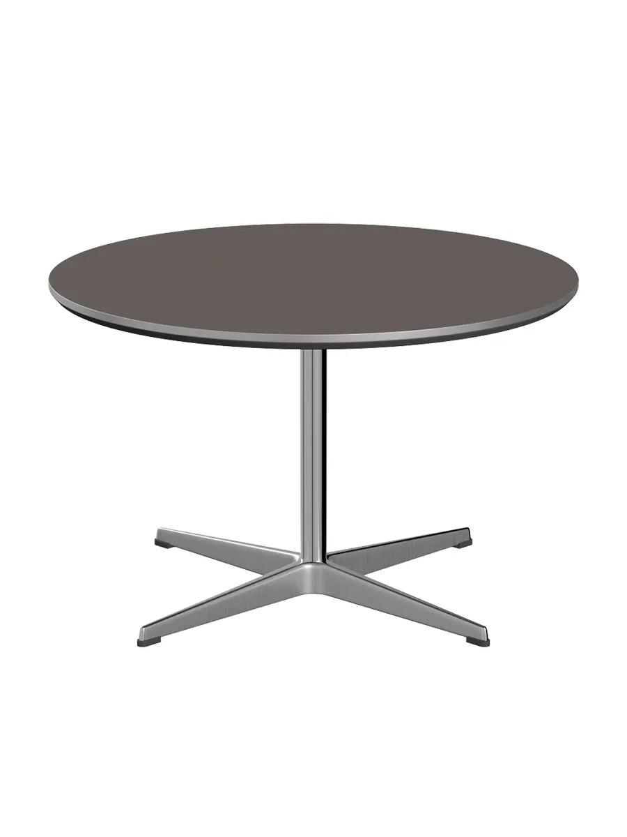 Piet Hein A222 Soffbord, Ø75 cm från Fritz Hansen - Grå laminat m. alukant - Jacobsen Plus