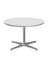 Piet Hein A222 Soffbord, Ø75 cm från Fritz Hansen - Vit laminat m. alukant - Jacobsen Plus