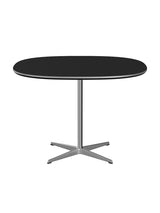 Piet Hein A603 cafébord, 100 x 100 cm från Fritz Hansen - Svart laminat m. alukant - Krom stel - Jacobsen Plus