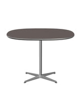 Piet Hein A603 cafébord, 100 x 100 cm från Fritz Hansen - Grå laminat m. alukant - Krom stel - Jacobsen Plus