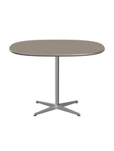 Piet Hein A603 cafébord, 100 x 100 cm från Fritz Hansen - Brown Ottawa m. alukant - Krom stel - Jacobsen Plus
