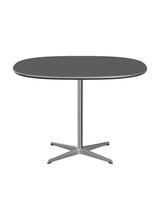 Piet Hein A603 cafébord, 100 x 100 cm från Fritz Hansen - Grey Bromo m. alukant - Krom stel - Jacobsen Plus