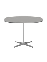Piet Hein A603 cafébord, 100 x 100 cm från Fritz Hansen - Grey Efeso m. alukant - Krom stel - Jacobsen Plus