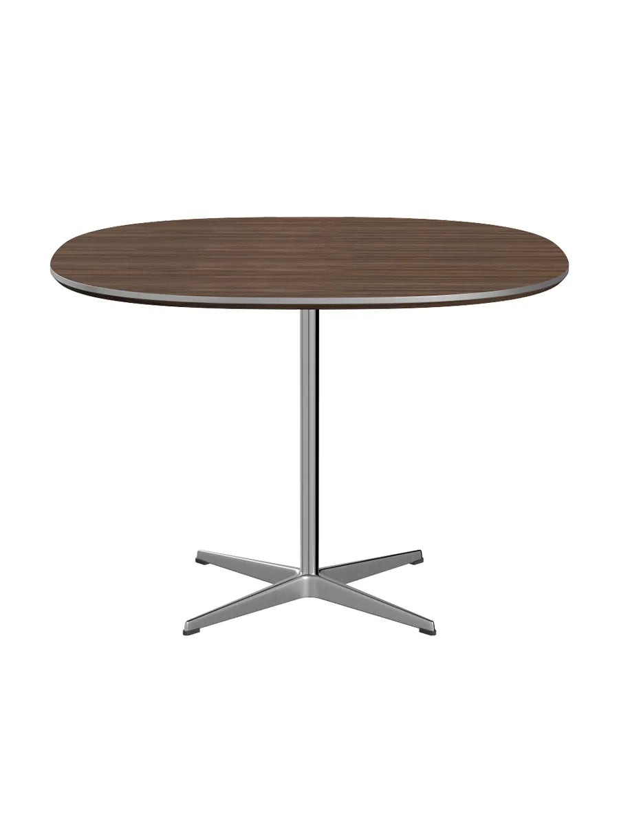 Piet Hein A603 cafébord, 100 x 100 cm från Fritz Hansen - Valnöt finér m. finérkant - Krom stel - Jacobsen Plus