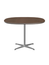Piet Hein A603 cafébord, 100 x 100 cm från Fritz Hansen - Valnöt finér m. finérkant - Krom stel - Jacobsen Plus