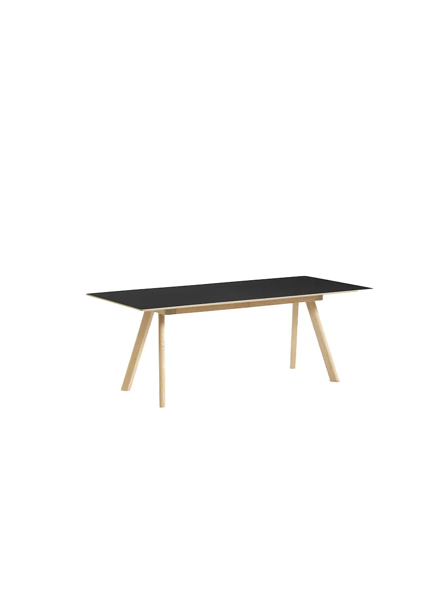CPH30 Utdragbart bord från Hay - Svart linoleum / Lackerad eg / L: 200-400 x B: 90 x H: 74 cm - Jacobsen Plus