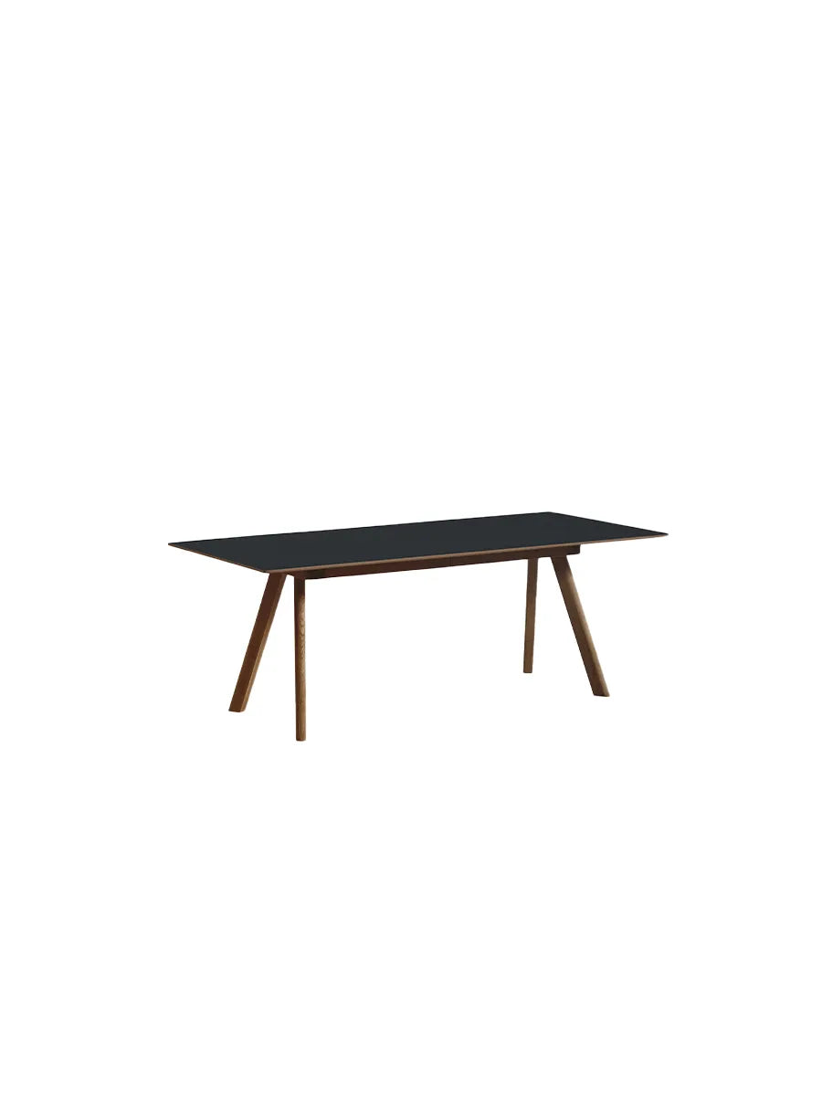 CPH30 Utdragbart bord från Hay - Svart linoleum / Lackerad valnød / L: 200-400 x B: 90 x H: 74 cm - Jacobsen Plus