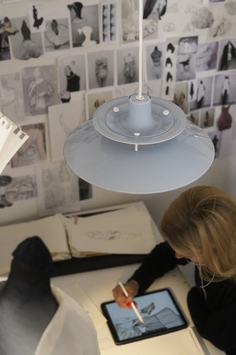 PH 5 Ø320 Opal ljusblå pendel av Poul Henningsen - 5 - Jacobsen Plus