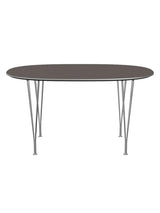 Piet Hein B611 Superellipse Matbord, 135 x 90 cm från Fritz Hansen - Grå laminat m. alukant - Krom stel - Jacobsen Plus
